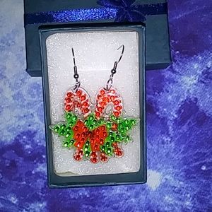 Candy Canes Earrings-Hand crafted